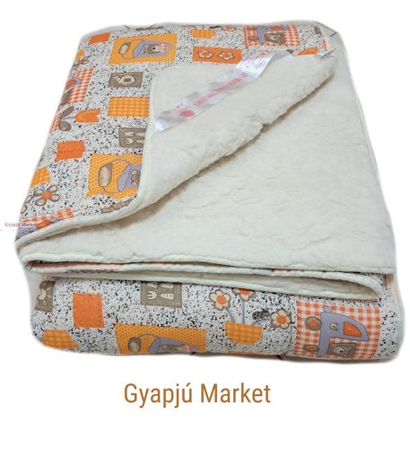 Bárány merinó gyapjú-pamut takaró macis, virágos mintával 190x200 cm