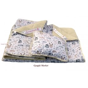   3 részes bárány merino gyapjú / pamut BAGOLY-NYUSZI MINTÁS gyermek garnitúra (takaró derékalj párna)