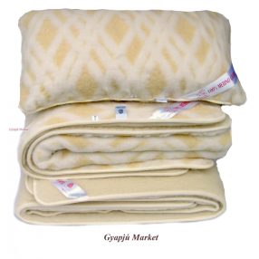   Bárány merino gyapjú garnitúra   LUXUS RÁCSOS MINTÁS (derékalj, takaró, párna) 520g/m2