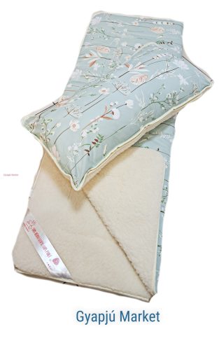 Merino bárány gyapjú  / pamut szett (takaró, párna) gyapotvirágos